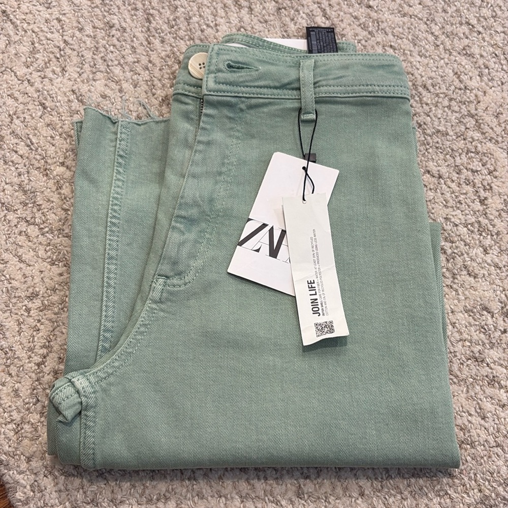 Zara Marine Straight Jeans In mint